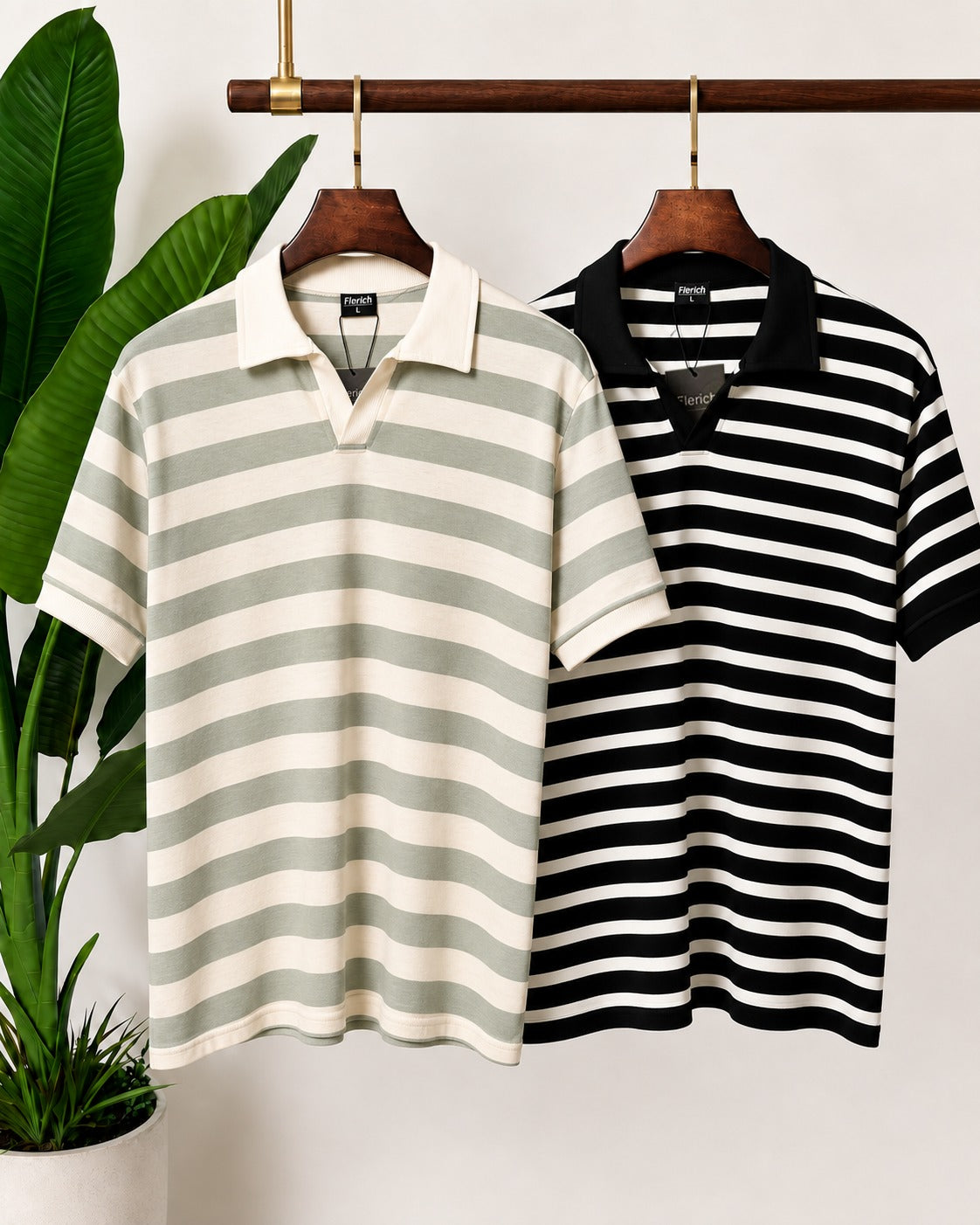 The Sage & Monochrome Stripe Polo Set