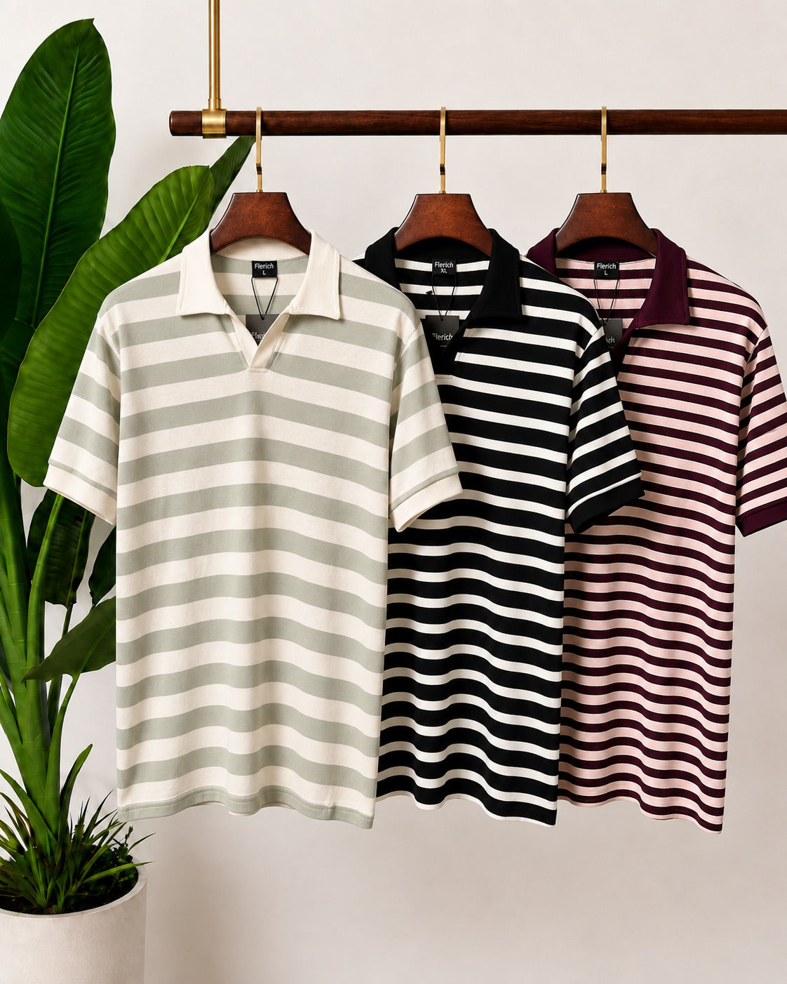 The Sage, Burgundy & Wide Stripe Polo Set