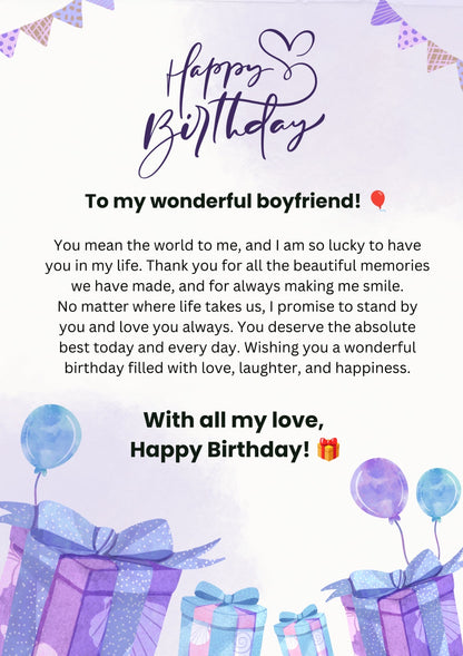 Ready-Made Birthday Gift Card for Boyfriend
