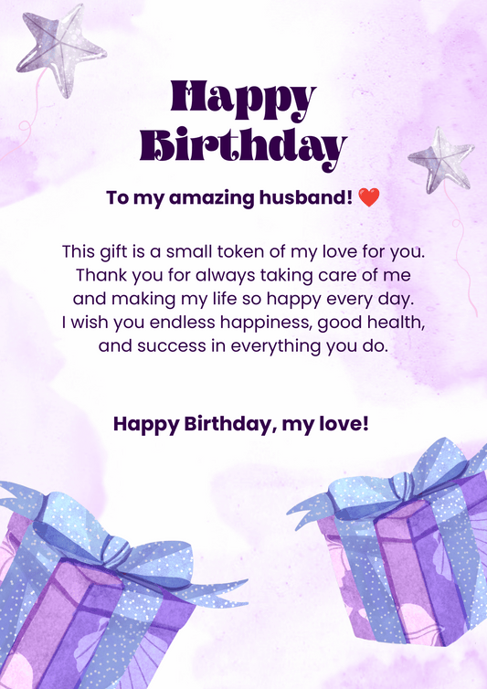 Ready-Made Birthday Gift Card for Husband
