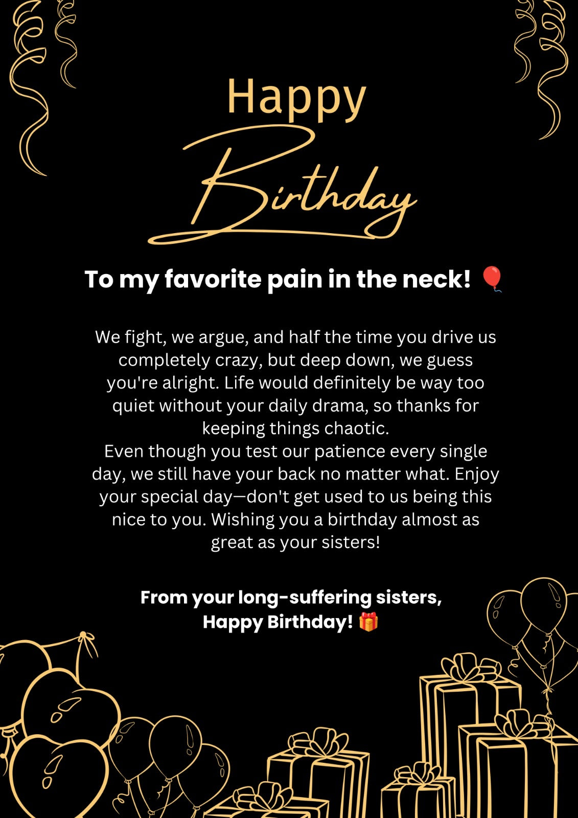 Ready-Made Birthday Gift Card for Brother