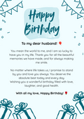 Ready-Made Birthday Gift Card for Husband