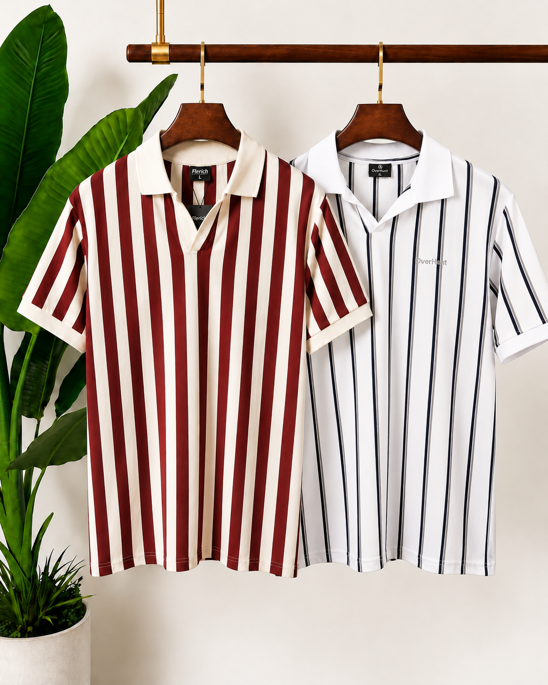 Cream & Brick Maroon Vertical & Classic
