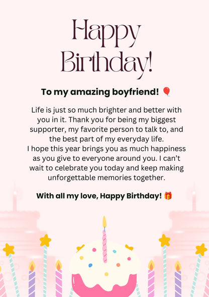 Ready-Made Birthday Gift Card for Boyfriend
