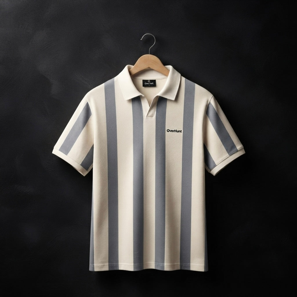 Cream Ash Stripe Polo
