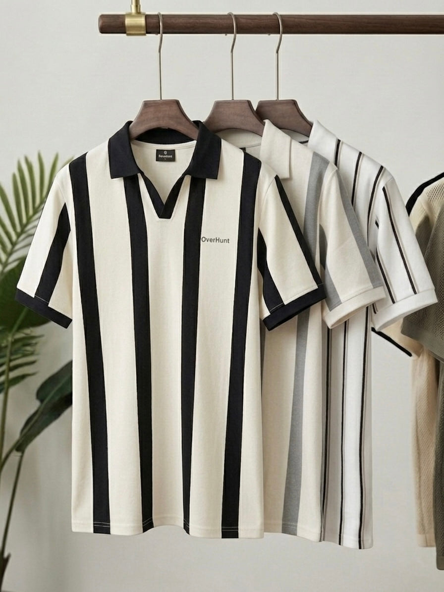 Classic Stripe V-Neck Polo Set (3-Pack)