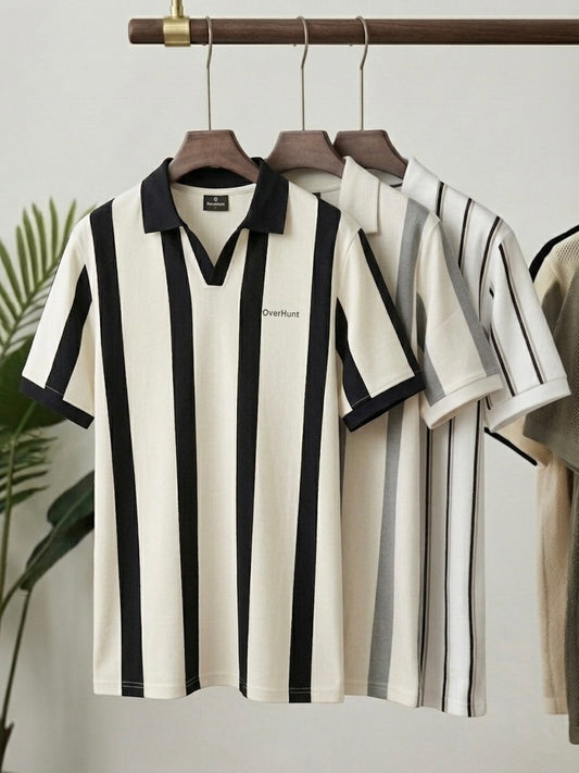 Classic Stripe V-Neck Polo Set (3-Pack)
