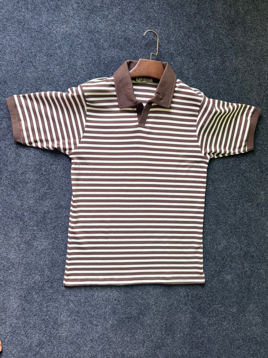 Cocoa Stripe Old Money Polo