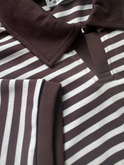 Cocoa Stripe Old Money Polo