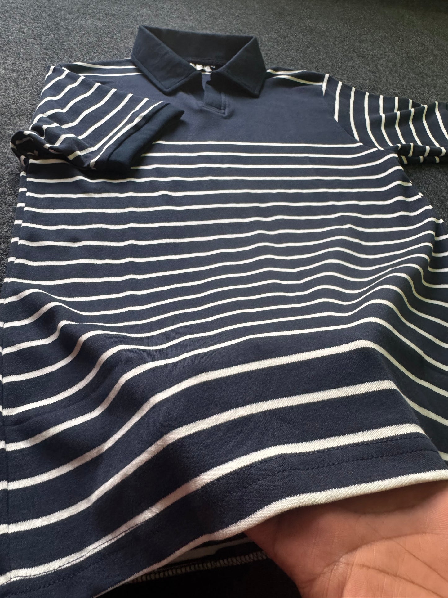 Deep Navy Fine Stripe Polo