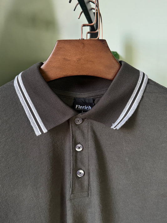 Mercerized Polo Shirt - Warm Grey