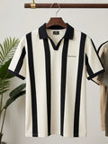 Cream Navy Stripe Polo