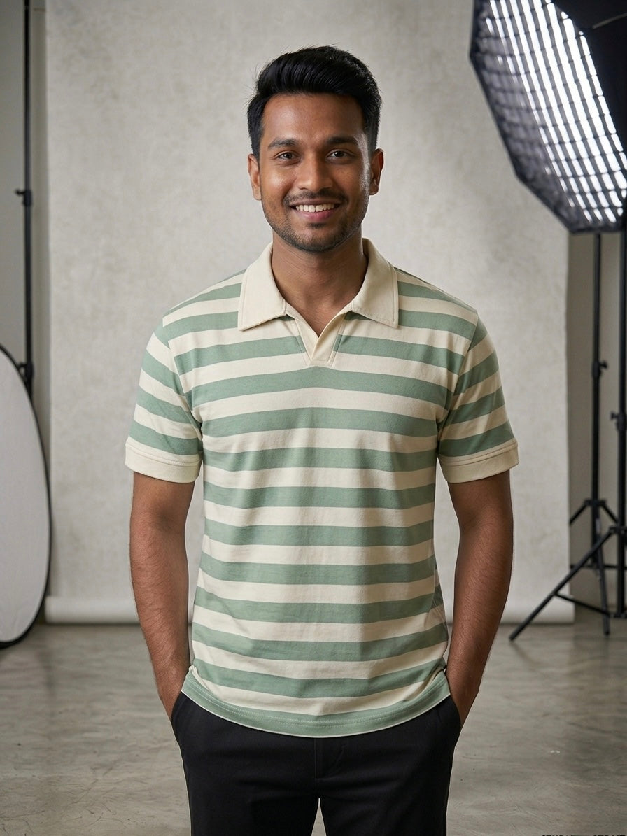 Sage & Cream Striped