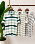 The Sage, Olive & Black Stripe Polo Set