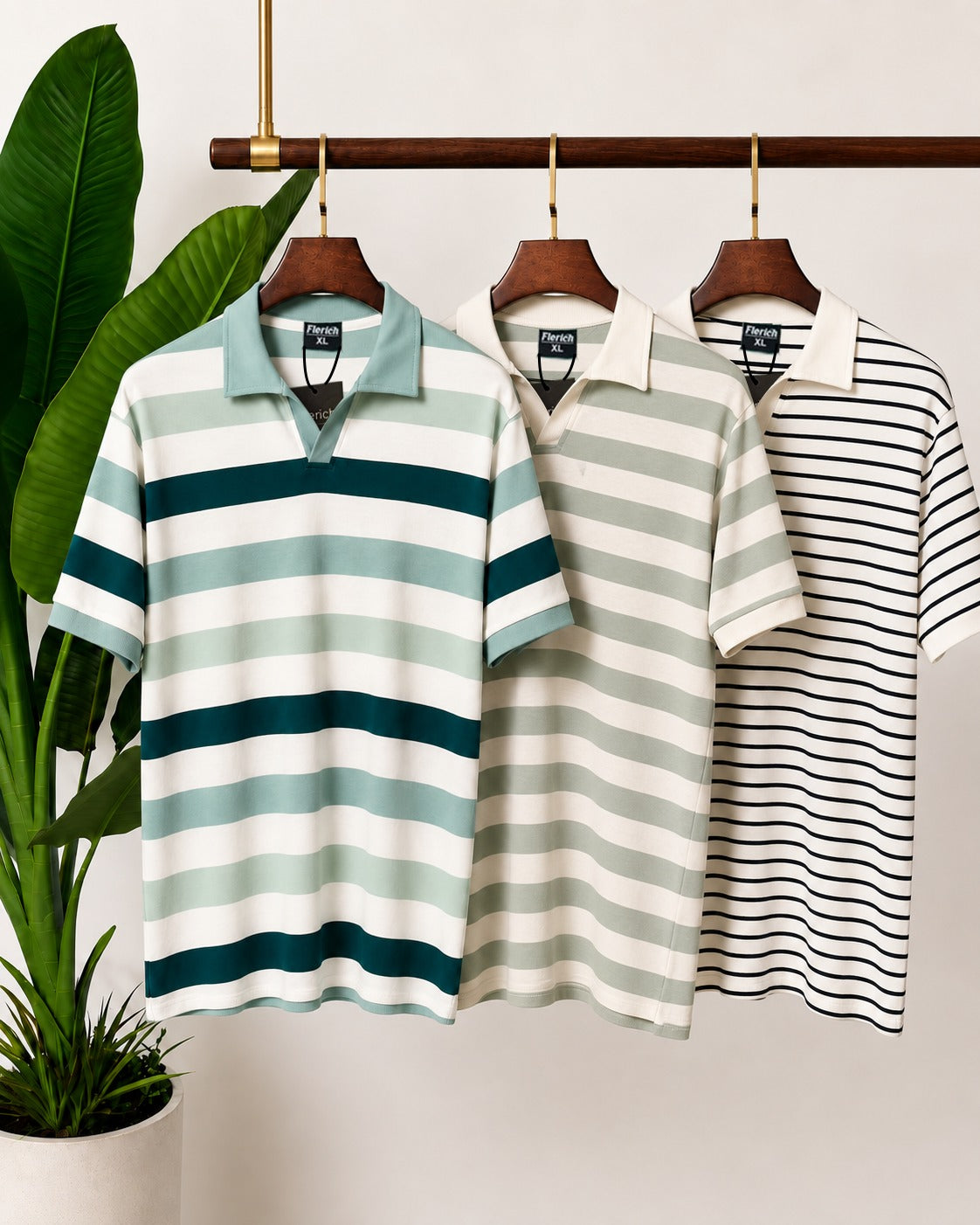 The Sage, Olive & Black Stripe Polo Set