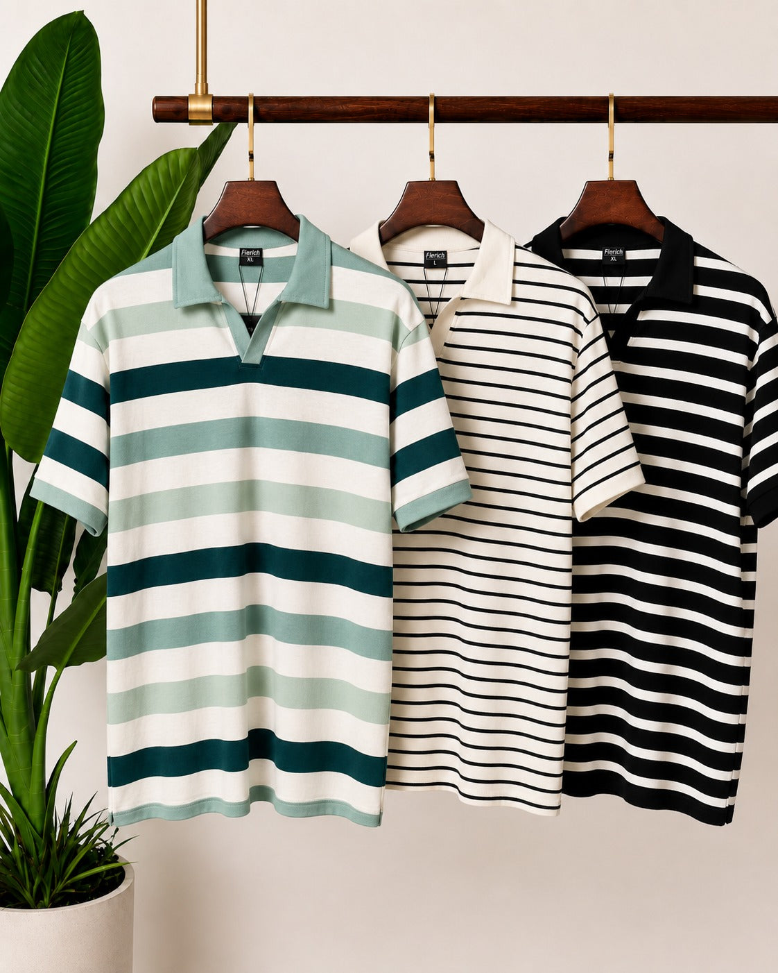 The Sage, Olive & Black Stripe Polo Set