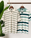 The Sage & Cream & Olive Stripe Polo Set