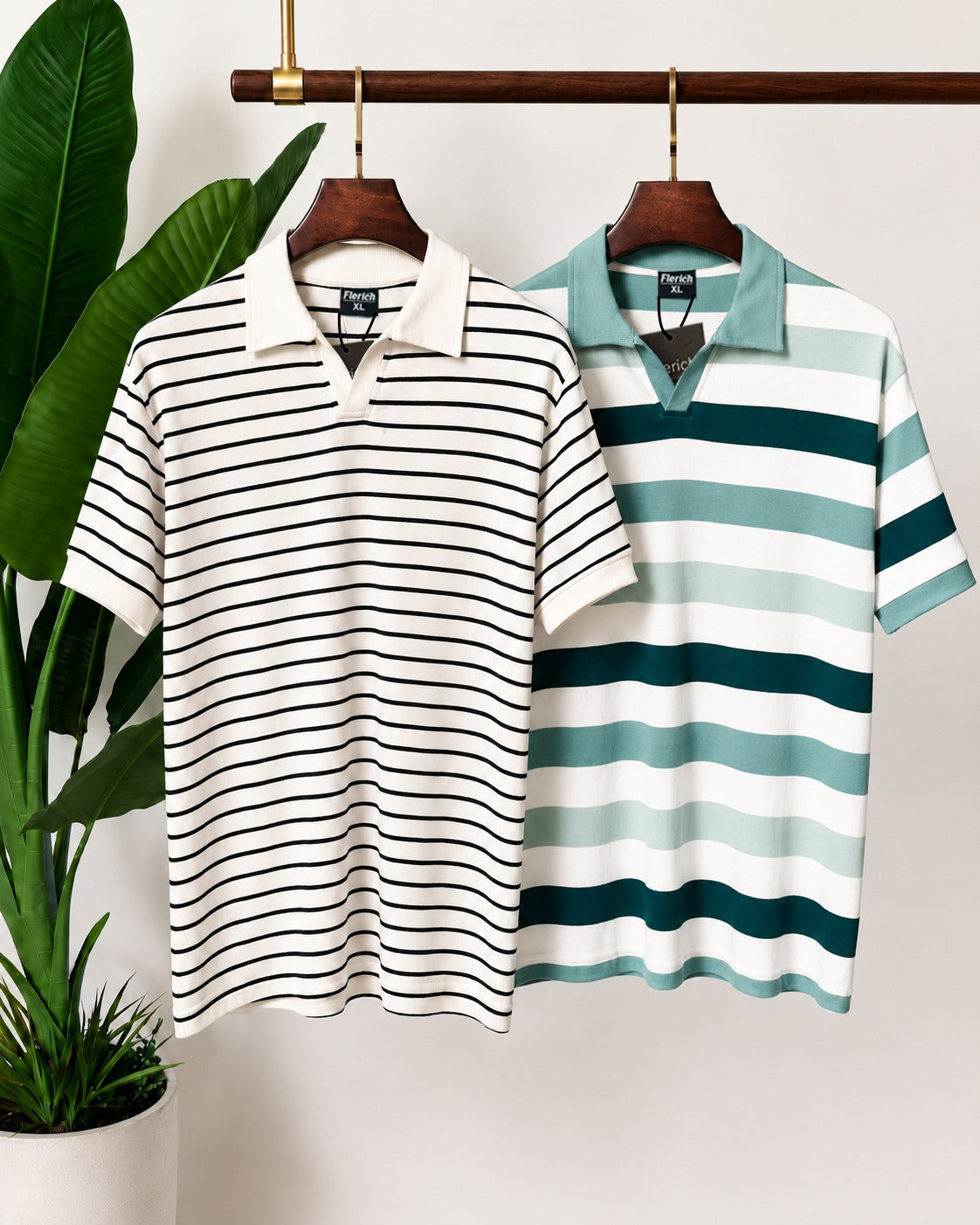 The Sage & Black Stripe Polo Set