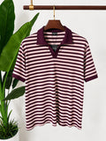 Deep Burgundy & Cream Striped Polo