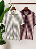 The Burgundy & Black Stripe Polo Set