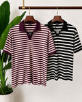 The Burgundy & Wide Stripe Polo Set