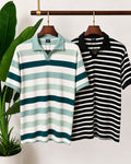 The Sage & Olive & Black White Stripe Polo Set