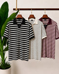 The Burgundy & Dual Black Stripe Polo Set