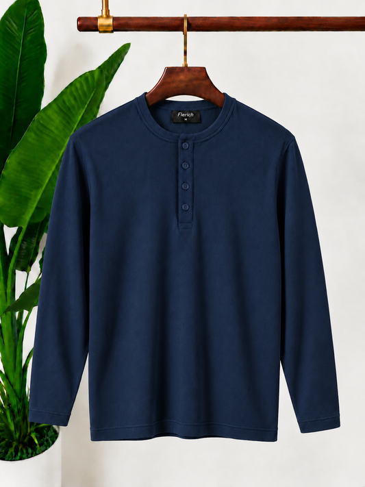 Royal Navy Blue Long Sleeve Henley